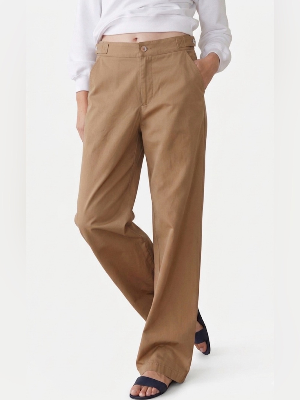 DONNI Tan Cotton Straight Leg Pants (New / Return Tag Attached)